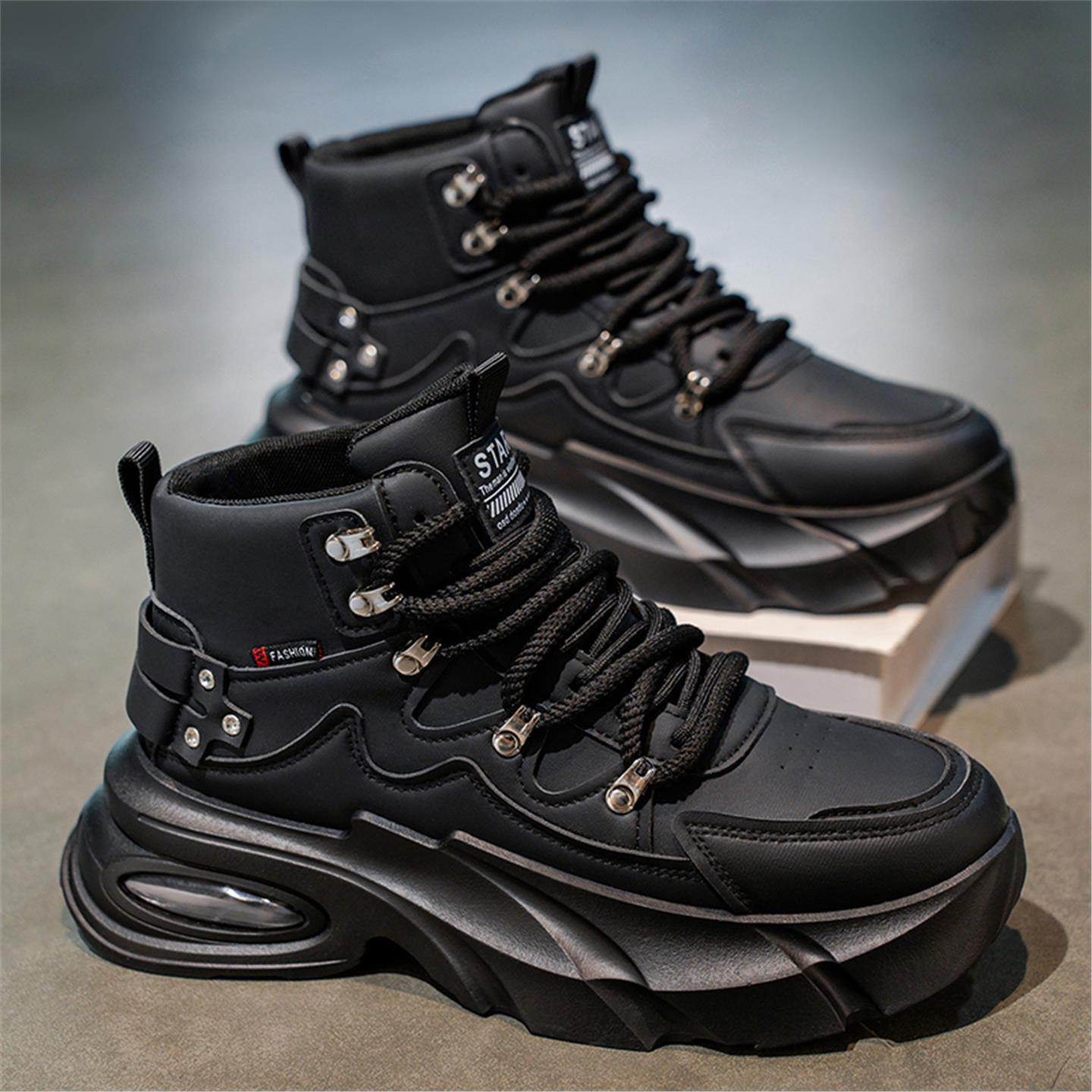 高帮男鞋2025新款秋冬季潮流纯白色休闲运动鞋男款学生篮球老爹鞋