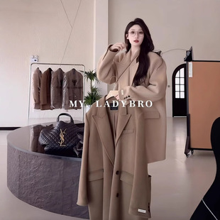 2025全新纯手工缝制100绵羊毛双面呢大衣冬季新款韩系阔版外套