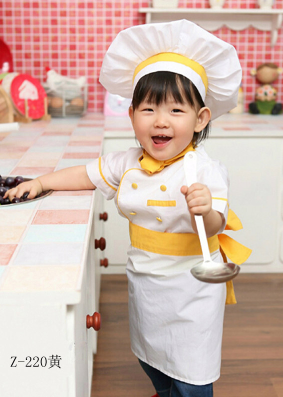 新品儿童职业装厨师服幼儿男女孩厨师表演服角色扮演影楼拍照装