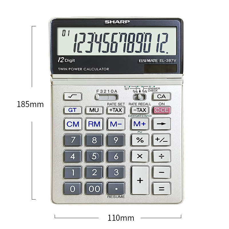 SHARP 샤프 계산기 EL-387V 세금 날짜 컴퓨터 미디엄 솔라 쉐이크 쉐이킹 헤드 무료 배송