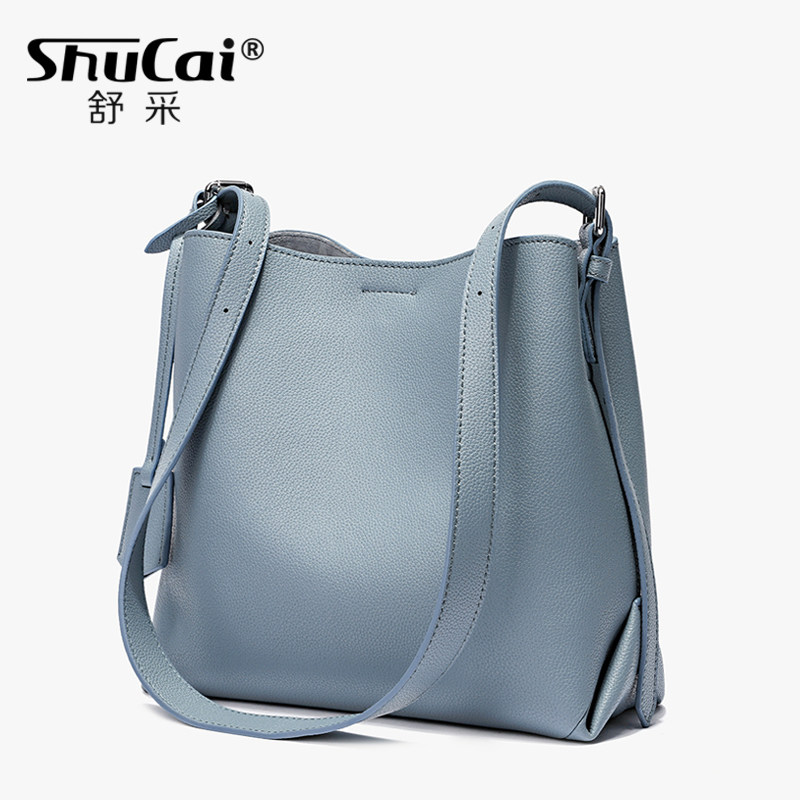 真皮水桶包女包包2020新款潮韩版高级感大容量通勤软皮单肩斜挎包