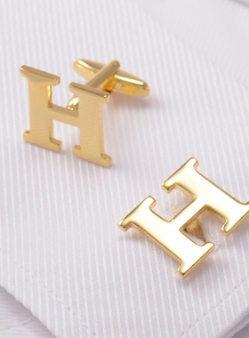 帝仕缘法式衬衫袖扣 26英文字母A-Z金色袖口袖钉纽扣 男女士衬衣