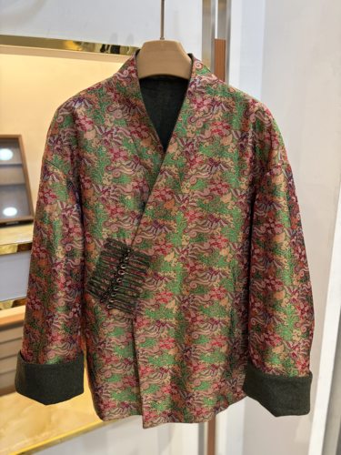 设计师款 高端进口花色蜀锦时尚气质新中式两面穿百搭女外套