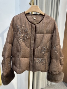 新中式 圆领重工刺绣醋酸提花外套 国风2025冬新款