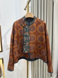 新中式国风宋锦香云纱羊毛外套实体店