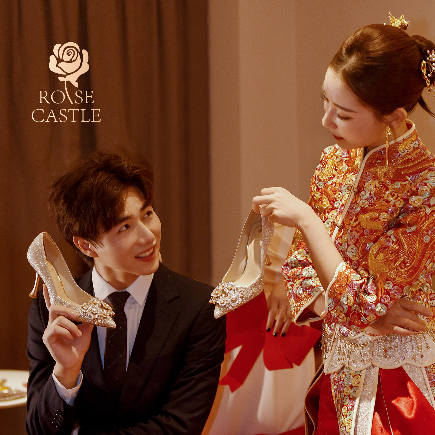 秀禾婚纱两穿婚鞋女新娘鞋