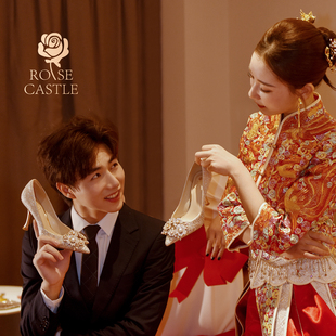 璀璨之花rose castle绝美新中式秀禾婚纱两穿婚鞋女新娘鞋高跟鞋