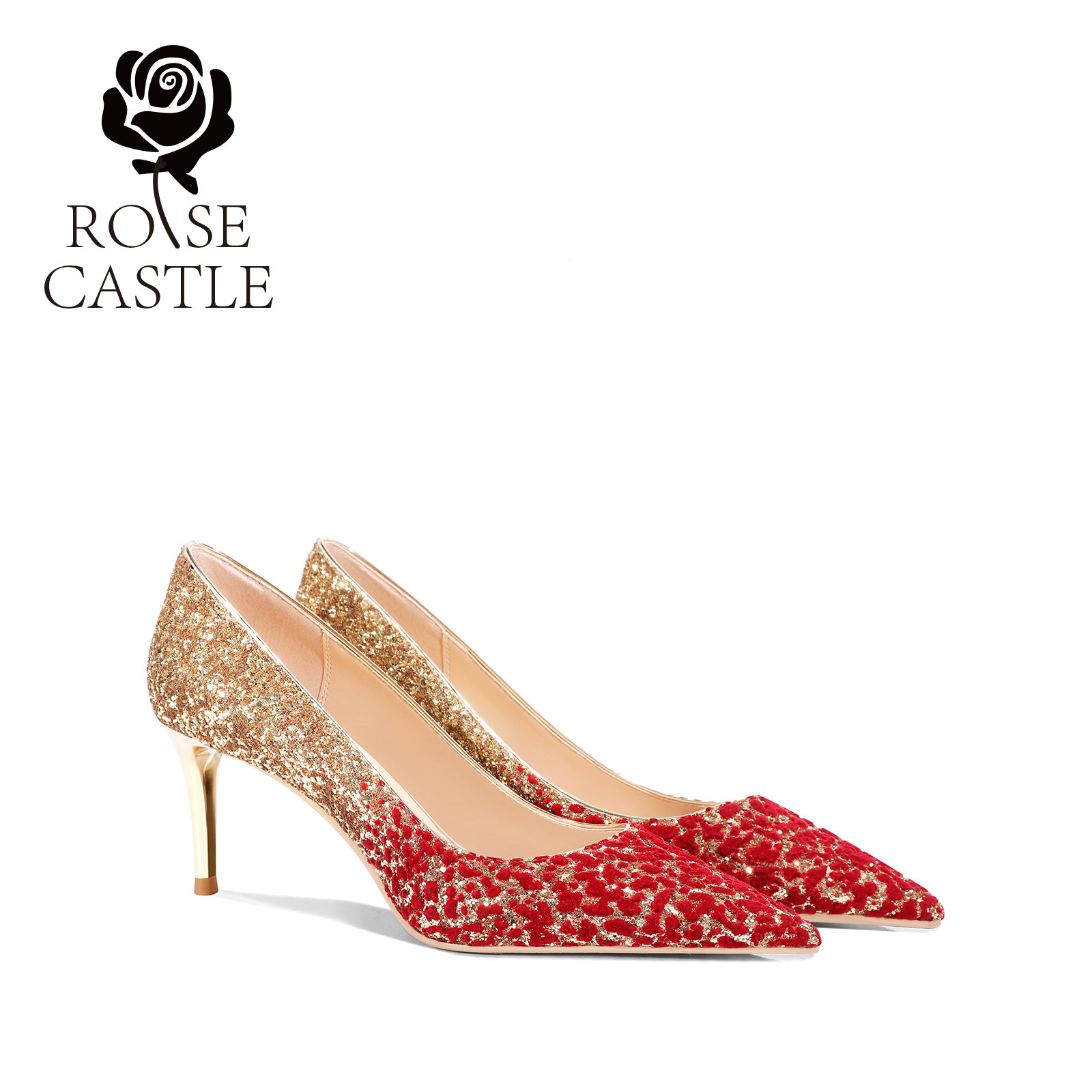 金缕炽焰rosecastle红色秀禾婚鞋女2026新款高跟鞋结婚