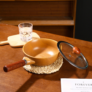 景德镇高岭土单柄耐高温无涂层陶瓷砂锅小炒锅奶锅旅行便携小汤锅
