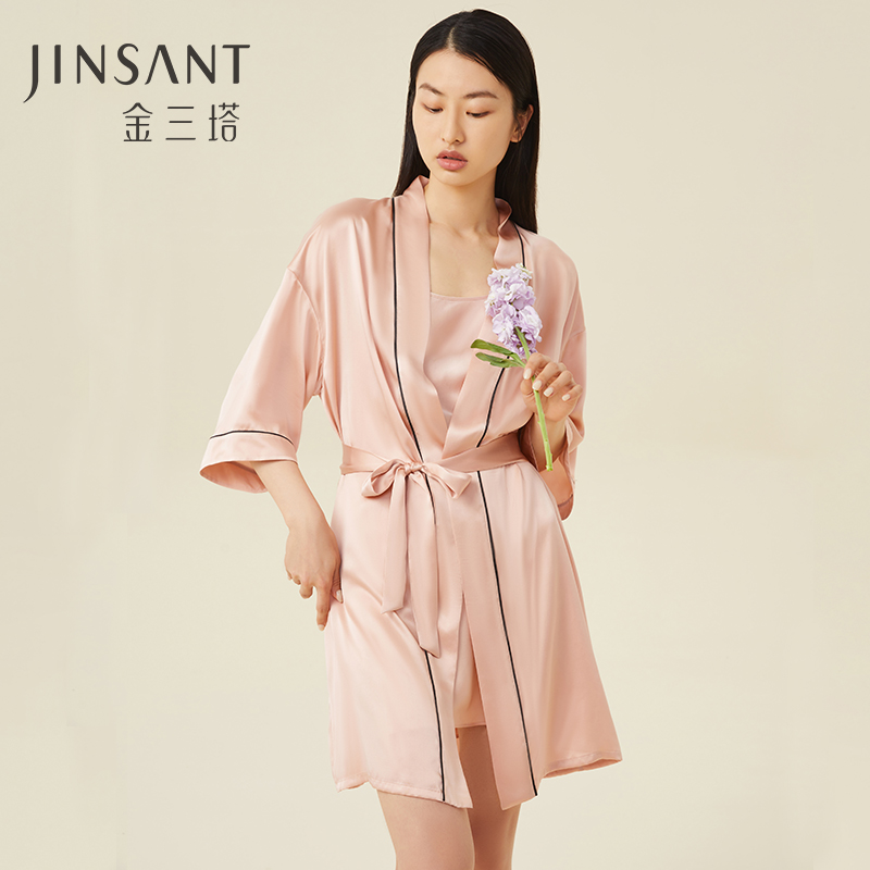 睡袍真絲睡衣金三塔簡約