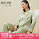 真丝睡衣女春夏两件套100%桑蚕丝男金三塔情侣丝绸简约家居服套装