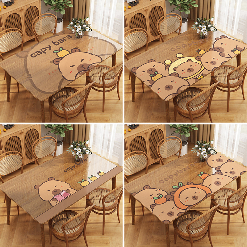 透明软玻璃卡皮巴拉餐桌垫