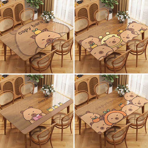 透明软玻璃卡皮巴拉餐桌垫