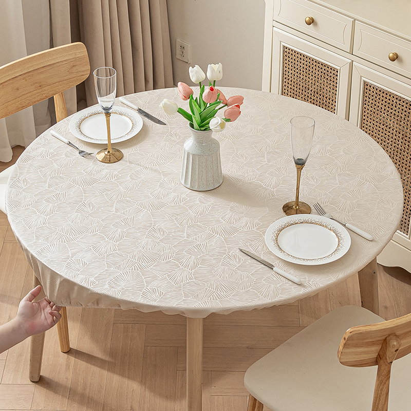 圆桌套罩全包防滑松紧桌布防水防油防烫免洗酒店饭店圆形餐桌台布