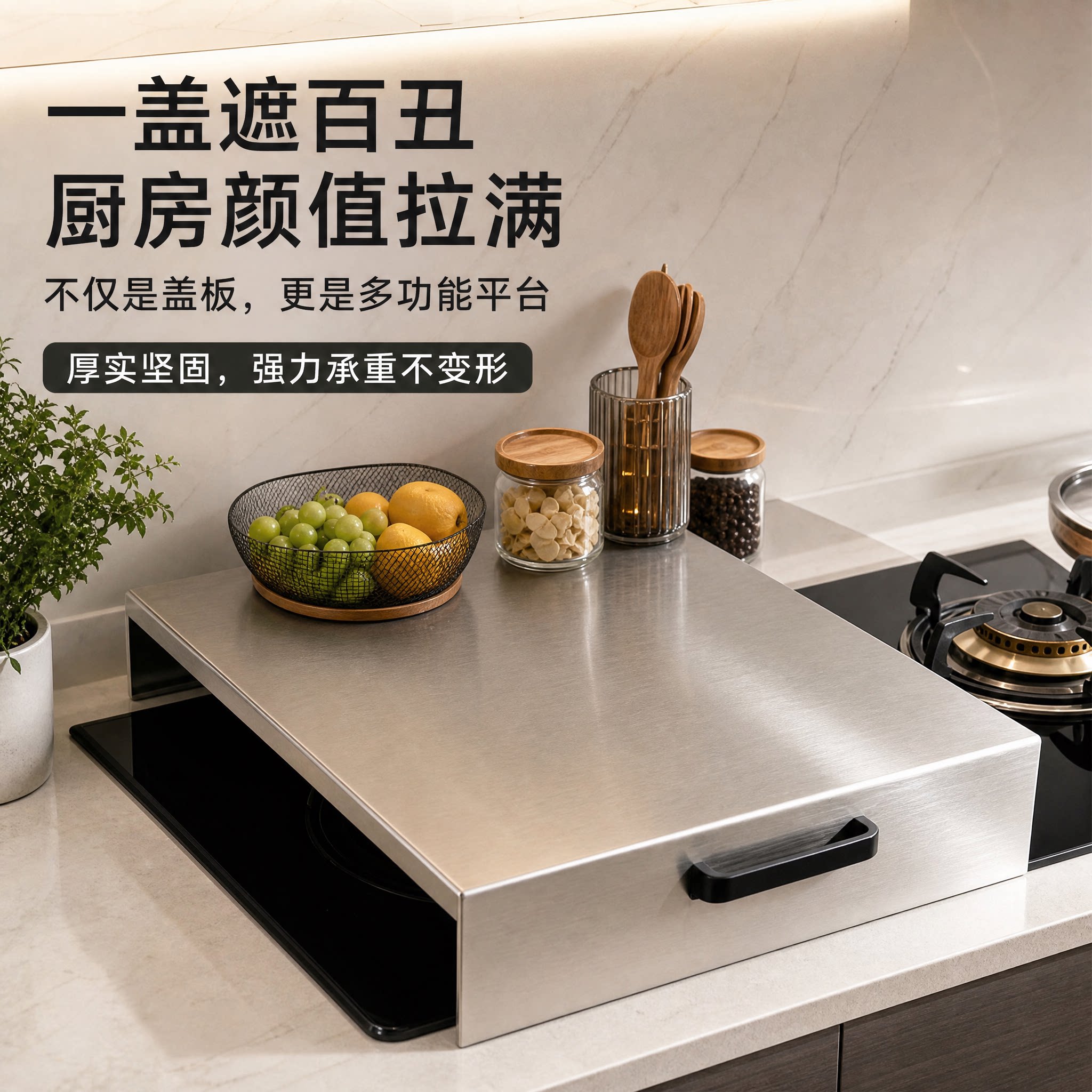 304厨房灶台置物架燃气灶盖板罩图片