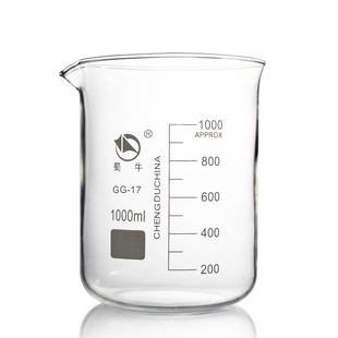 蜀牛实验室玻璃仪器加厚耐高温玻璃烧杯25/50/100/200/250/500/1000/2000/3000ml玻璃烧杯低型烧杯可选带塑柄