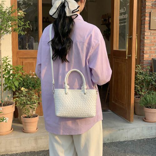 2026春季跨境新款包包编织水桶包时尚斜挎包单肩包包女韩系手提包