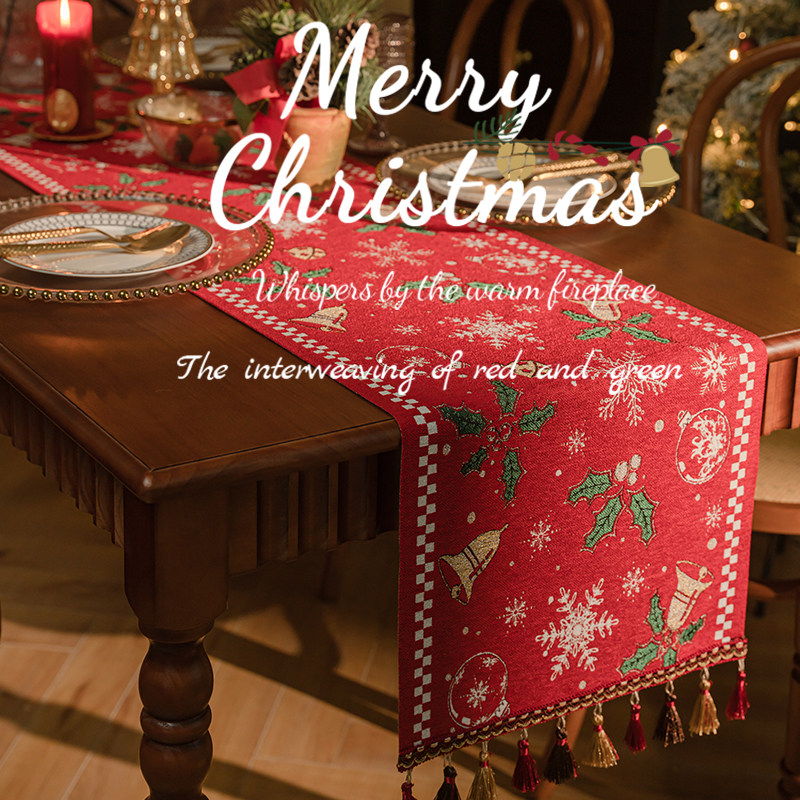 圣诞桌旗安娜丽丝高级感加厚美式