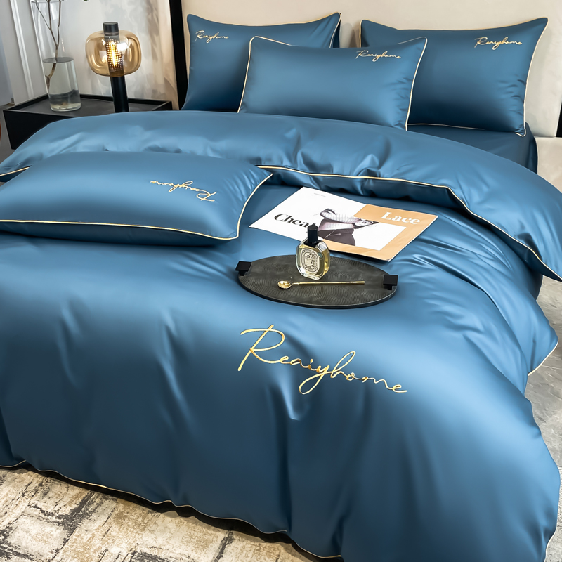 极速轻奢简约60支四件套全棉10B0长绒棉床单被套床笠款4床上三件