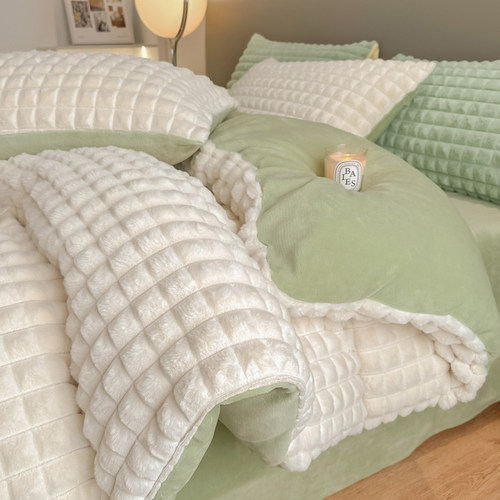 冬季牛奶绒四件套加厚兔毛茸茸