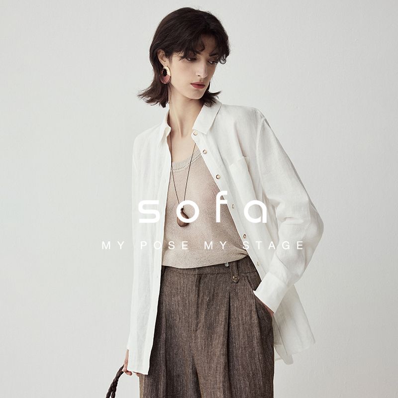 sofa宽松极简百搭亚麻衬衫