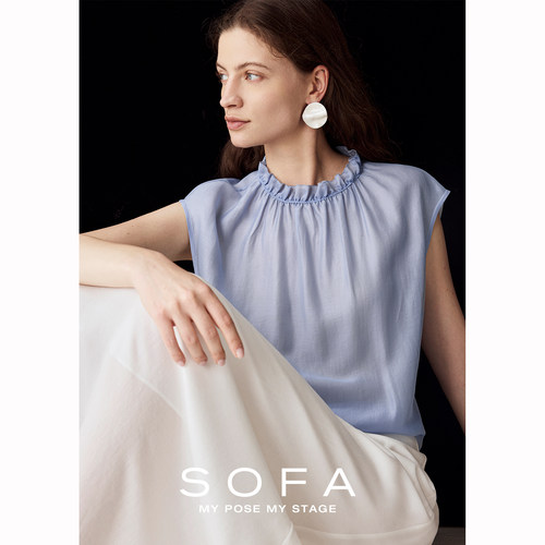 sofa收拢领轻薄宽松衬衫