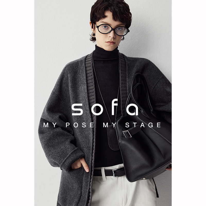 sofa|澳大利亚进口100%高支羊毛 高定立裁极简廓形假两件中长大衣