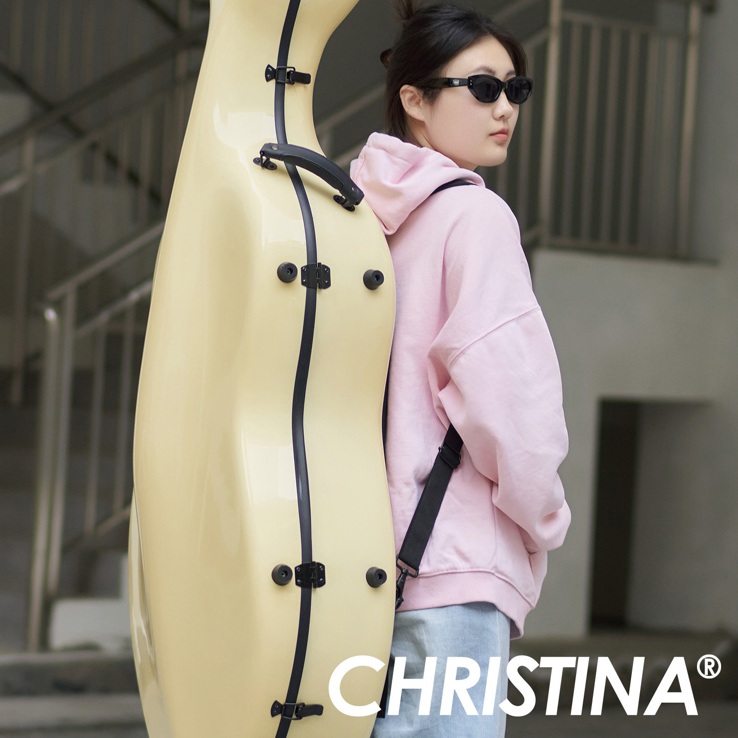 christina轻便易携带大提琴盒奶油黄色 大提琴包 大提琴琴盒 配件