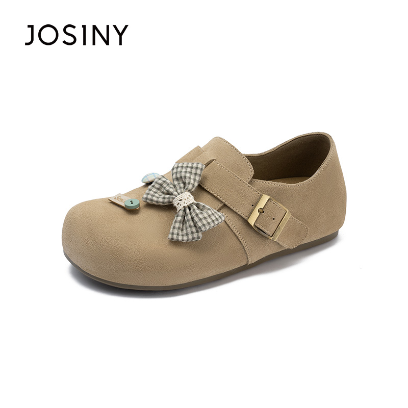 卓诗尼2026年春季新款勃肯鞋女魔术贴蝴蝶结百搭一脚蹬休闲单鞋