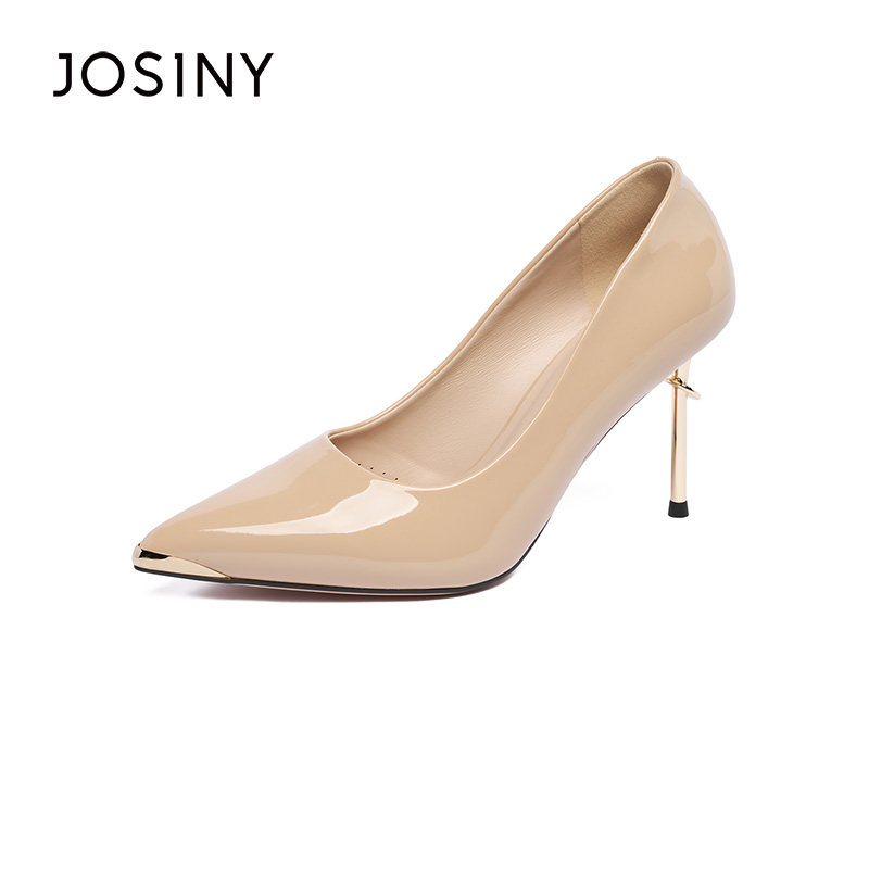 卓诗尼2025年秋季新款尖头高跟鞋女亮漆皮时尚性感宴会赴宴气质鞋