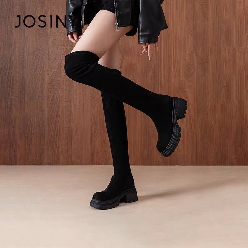 卓诗尼2025秋冬骑士靴厚底百搭高筒瘦瘦靴配裙子粗跟增高长靴,女鞋,骑士靴,淘宝优惠券,粉丝福利购,淘宝优惠卷