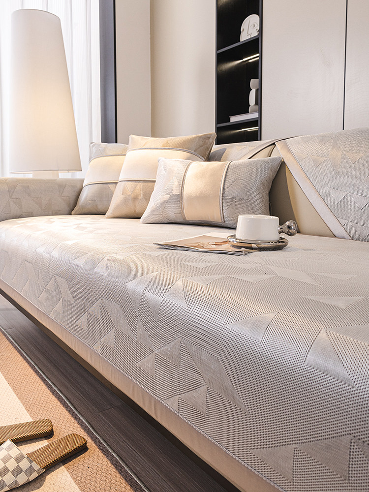 2025新的现代无障碍豪华皮革夏季冰丝绸垫沙发垫套布毛巾套座位垫