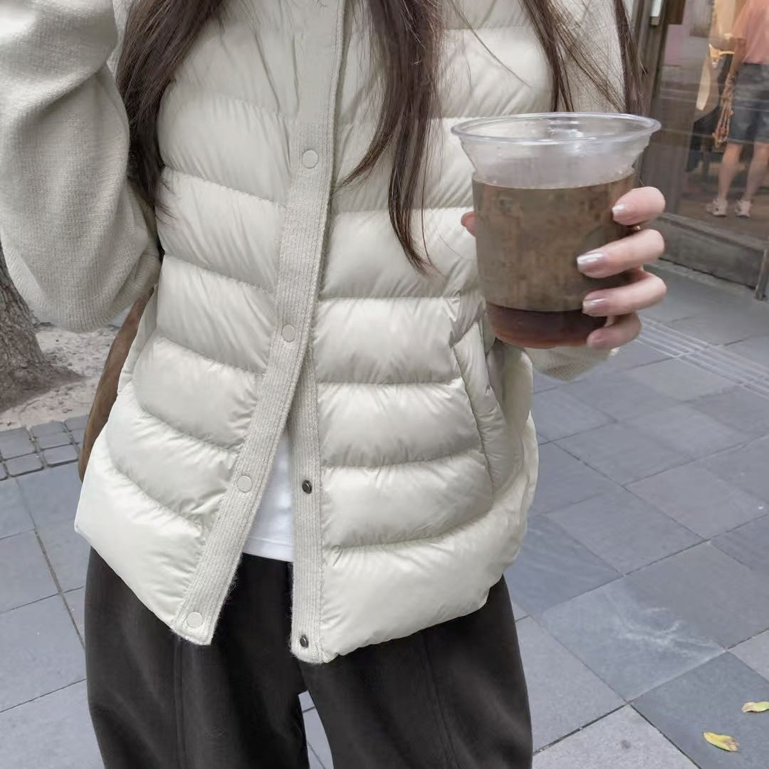 诺诺设计系拼接针织袖90绒排骨羽绒服羽绒服(含90白鸭绒)5808SS