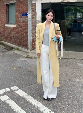 诺诺计感时尚双排扣气质长款羊毛外套（含100羊毛）1229H008C