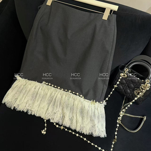 186 294 无安全裤 诺诺26夏上新流苏蕾丝显瘦半身裙