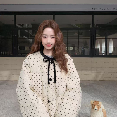 诺诺小众朵系带短款加厚女保暖白鸭绒面包服保暖羽绒服外套AWR01