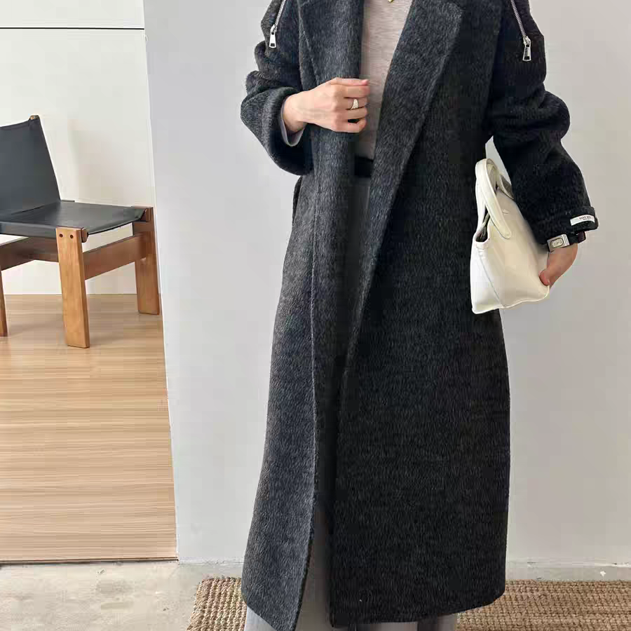 诺诺瘦高级感毛呢外套羊毛外套(配腰带,拉链)(含70羊毛)JS002L