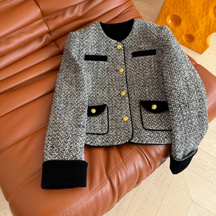 NC520 含100羊毛 诺诺冬上新复古时髦气质小香风短款 羊毛外套