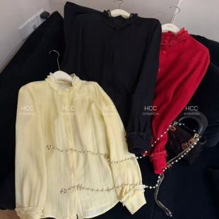 021 888 诺诺26年早春气质木耳边长袖 小衫