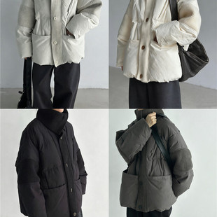 诺诺设计经典 休闲保暖羽绒服外套772LW 拼接针织领宽松时尚