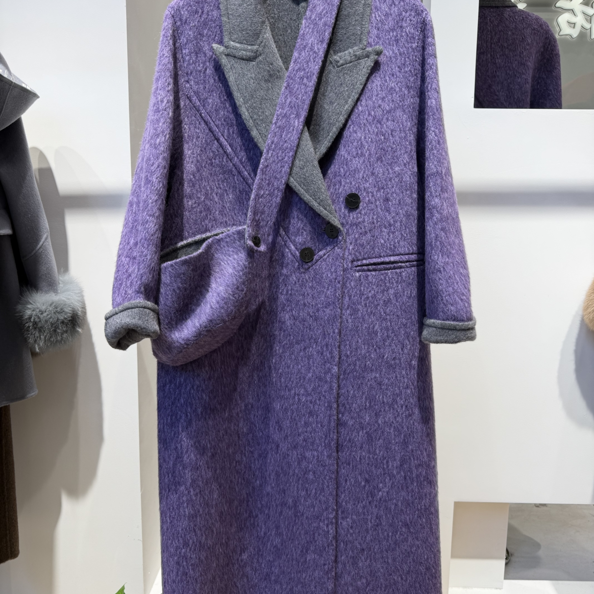 诺诺长款小蛮腰毛呢羊毛外套(配可拆卸帽子)(含85羊毛)PNF10