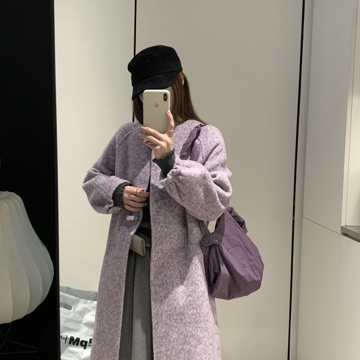 诺诺大牌单排扣长款羊毛外套配可拆卸帽子含100羊毛2565W1