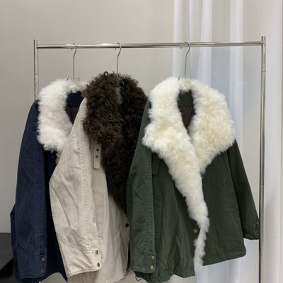 诺诺洗棉中长款皮草皮毛一体外套冬保暖羽绒服外套(90鸭绒)67162