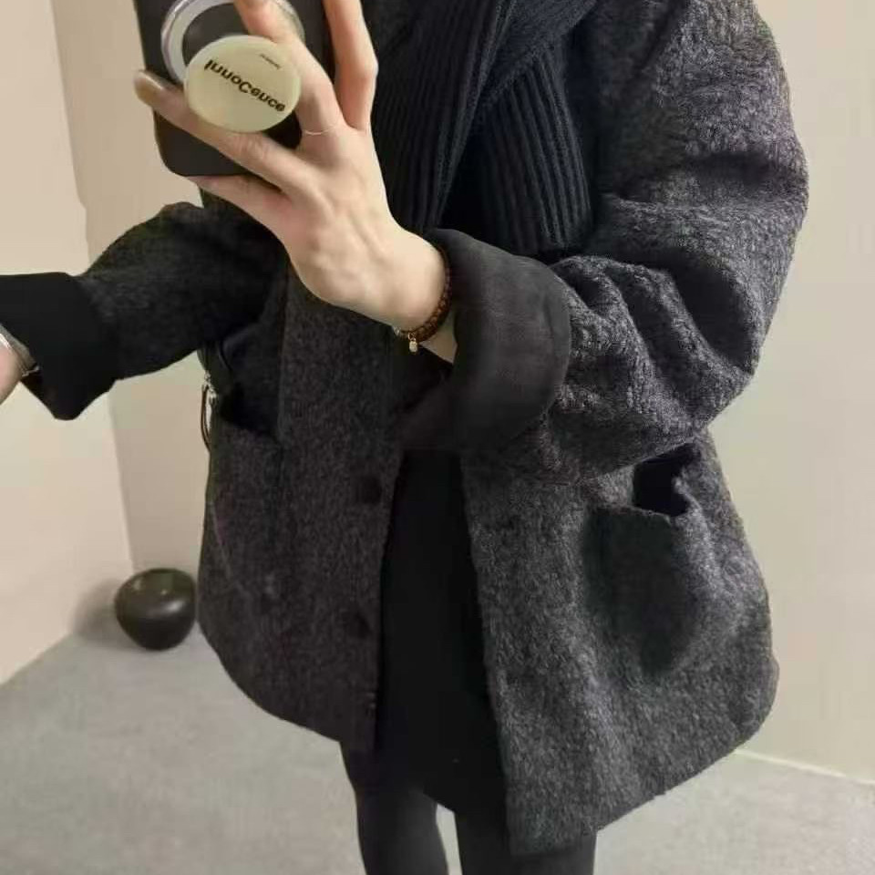 诺诺单排扣宽松中长款保暖羽绒服外套(配围巾)66B12200