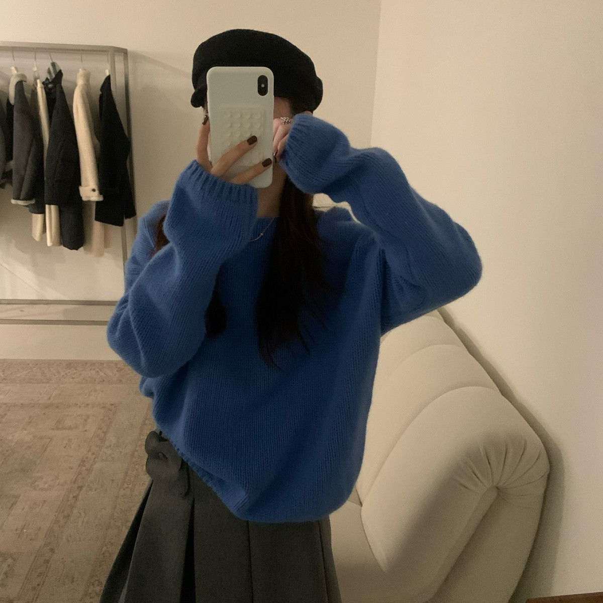 诺诺推荐推荐圆领百搭基础感慵懒风韩女毛衣(含100羊毛)TT4500