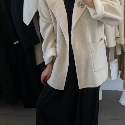 诺诺店中长款时尚呢子外套羊毛外套(配腰带)（含70绵羊毛）259874