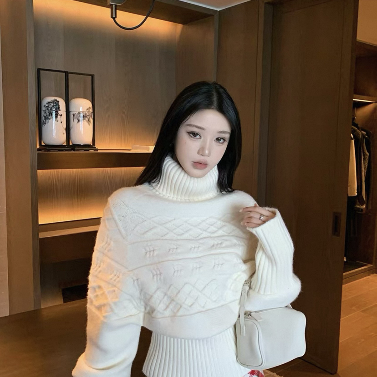 诺诺家上新韩系气质百搭高级感高领麻花宽松长袖针织毛衣A20005