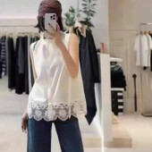 诺诺店26年早春叠穿神器花边立领无袖 马甲G222 99588F