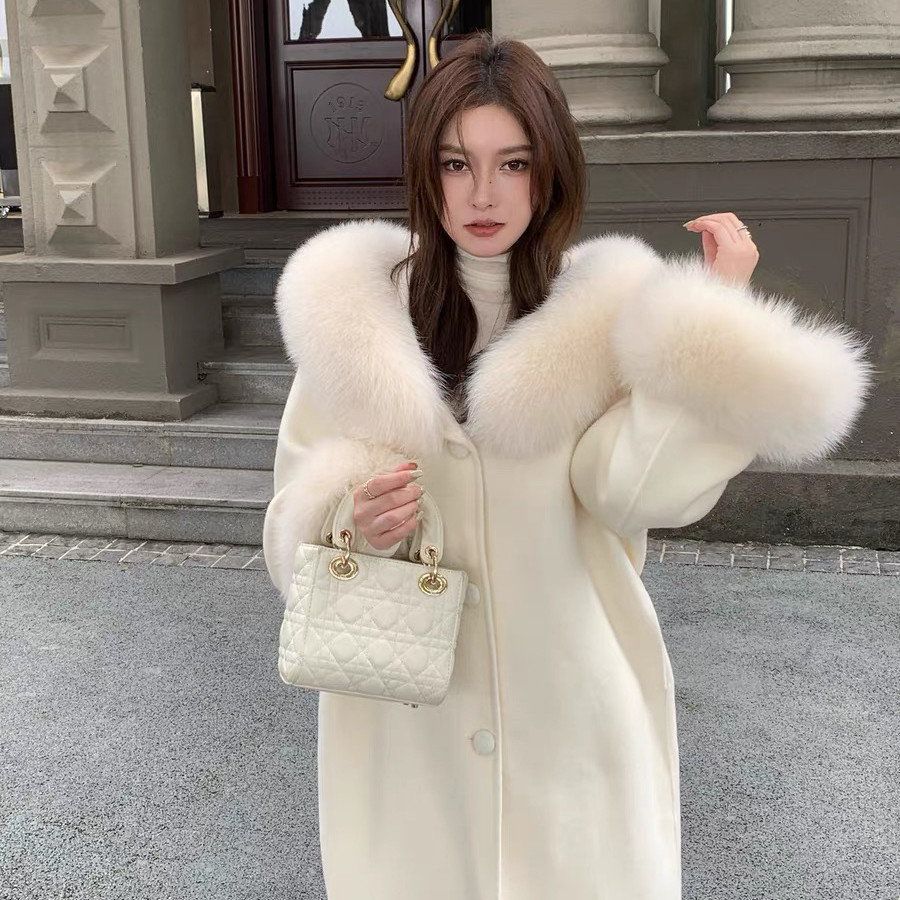 诺诺家真狐狸毛毛领毛袖)（含100澳毛）(镇店王炸爆款包补)YD3808