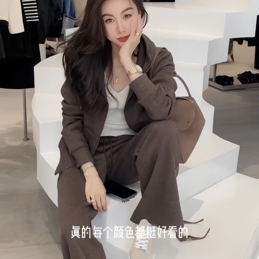 诺诺连帽卫衣外套+松紧腰抽绳休闲裤套装含5羊毛L51